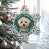 Haustier Hund mein erstes Weihnachts-Custom-Foto Schneeflocken Zinn-Ornament