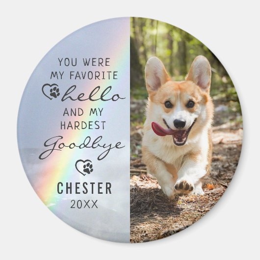 Haustier Hund Memorial Favorit Hallo Foto Rainbow Magnet (Vorne)