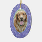Haustier Hund Memorial Lila Blue Oval Foto Weihnac Keramik Ornament (Links)