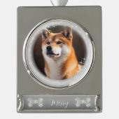Haustier Hund Weihnachten Banner-Ornament Silber (Vorderseite)