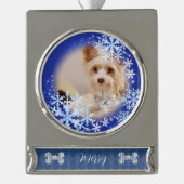 Haustier Hund Weihnachten Blauer Ornament (Vorderseite)