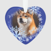 Haustier Hund Weihnachten Blauer Ornament (Vorderseite)