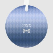 Haustier Hund Weihnachten Blauer Ornament (Rückseite)