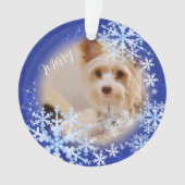 Haustier Hund Weihnachten Blauer Ornament (Vorderseite)