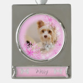 Haustier Hund Weihnachten Rosa Ornament (Vorderseite)