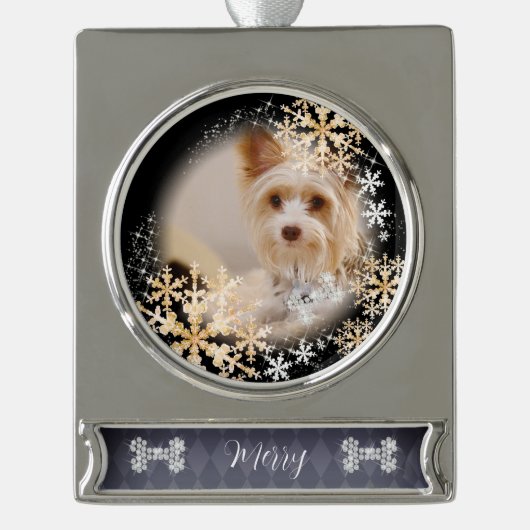 Haustier Hund Weihnachten Schwarzes Gold Ornament (Vorderseite)