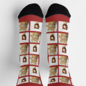 Haustier Hunde Katze 2 Fotos Collage Custom Red Socken (Oben)