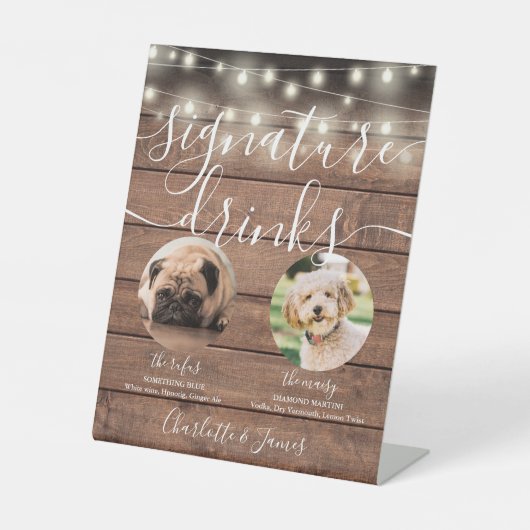 Haustier-Hunde-Signatur Drinks String-Lichter rust Sockelschild (Vorderseite)