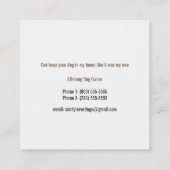 Haustier-Hunde-Sitting-Services Business Quadratische Visitenkarte (Rückseite)