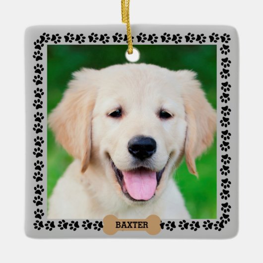 Haustier-HundeFoto-Namen-Schablone Keramikornament (Vorderseite)