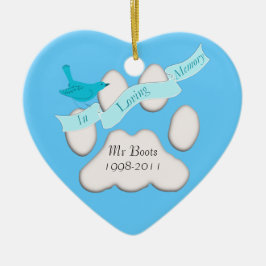 Haustier in der blauen Verzierung des liebevollen Keramik Ornament