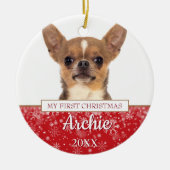 Haustier Katze 2 Foto Weihnachten Keramik Ornament (Vorne)