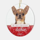 Haustier Katze 2 Foto Weihnachten Keramik Ornament (Links)