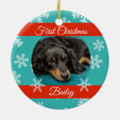 Haustier Katze Erste Weihnachtsfotovorlage Keramik Ornament (Hinten)