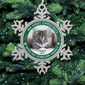 Haustier Katze Mein erstes Weihnachtsgeschenk Cust Schneeflocken Zinn-Ornament