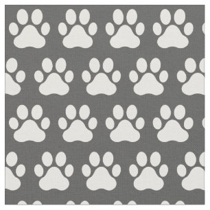Haustier Katze Paw Prints Grau Weiß Stoff