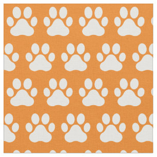 Haustier Katze Paw Prints Orange White Stoff