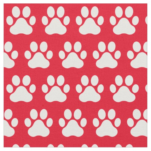 Haustier Katze Paw Prints Red White Stoff (Nahaufnahme)