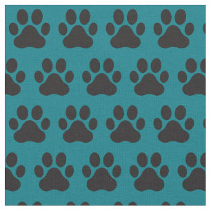 Haustier-Katzenpaw-Drucke Aquamarin Schwarz Stoff