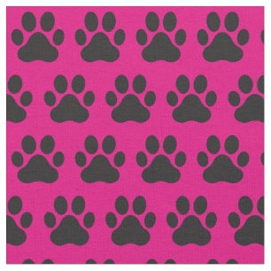 Haustier-Katzenpaw-Drucke Rosa Schwarz Stoff