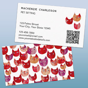 Haustier-Katzensitter-Spaß-QR-Code-Visitenkarte Visitenkarte