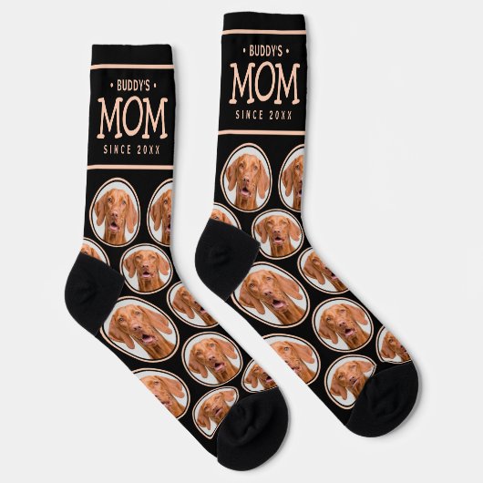 Haustier Mama Geschenk Hund Katze Foto Muster Schw Socken (Rechts)
