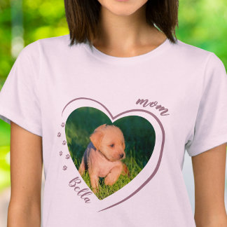 Haustier-Mama-Herz-Foto-Pfotenabdrücke T-Shirt
