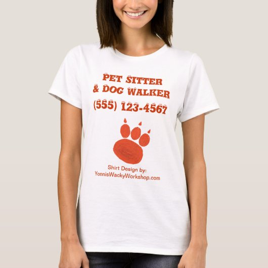 Haustier-Modell u. Hundewanderer-Tatzen-Druck T-Shirt (Vorderseite)