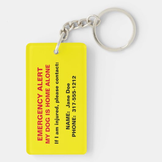 Haustier-Notalarm-Schlüsselanhänger Schlüsselanhänger (Rückseite)
