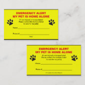 Haustier-Notalarm-Zuhause-alleingeschäfts-Karten Telefonnummerkarte (Vorne/Hinten)