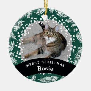 Haustier-personalisiertes immergrünes Weihnachten Keramik Ornament