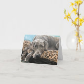 Haustier-Porträt - Weimaraner Karte (Gelbe Blume)