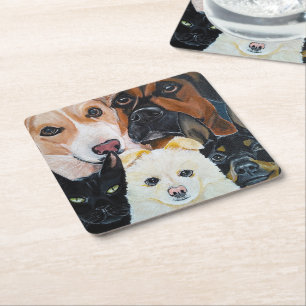 Haustier-Selfie-Malerei von Alfred Fox Rechteckiger Pappuntersetzer