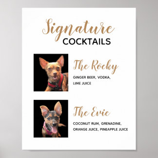 Haustier-Signatur-Drinks-Hochzeits-Cocktail-Menü-P Poster