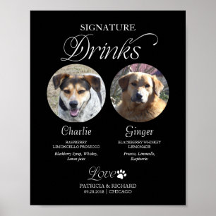 Haustier-Signature-Drinks-Hochzeitsschild mit Foto Poster