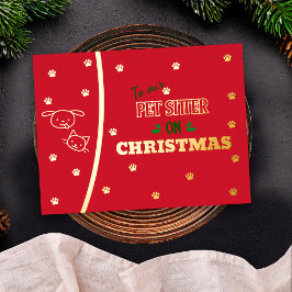 Haustier Sitter auf Weihnachts-Katze und Hund Gold Folien Feiertagspostkarte