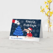 Haustier Sitter Hund mit Weihnachtsbaum und Santa Karte (Gelbe Blume)