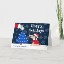 Haustier Sitter Hund mit Weihnachtsbaum und Santa