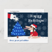 Haustier Sitter Hund mit Weihnachtsbaum und Weihna Postkarte (Vorne/Hinten)