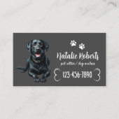 Haustier Sitter Hund schwarze Labrador dunkelgrau Visitenkarte (Vorderseite)