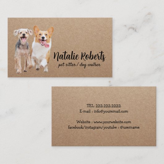 Haustier Sitter Hund Walker glückliche Hunde Rusti Visitenkarte (Vorne/Hinten)