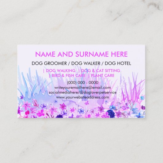 Haustier Sitter Hund Walker Haustier Pflege Boutiq Visitenkarte (Rückseite)