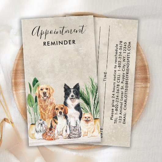 Haustier Sitzen Hund Walker Dog Groomer Boho Wasse Terminkarte