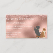 Haustier Sitzen Katze Haustier Sitzen Rose Goldfol Visitenkarte (Rückseite)