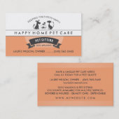 Haustier-Sitzen u. Sorgfalt-orange u. weißer Retro Visitenkarte (Vorne/Hinten)