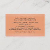 Haustier-Sitzen u. Sorgfalt-orange u. weißer Retro Visitenkarte (Rückseite)