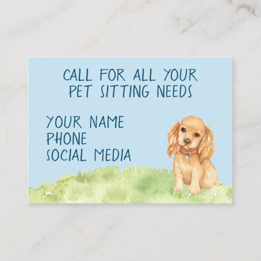 Haustier-Sitzen Visitenkarte (Rückseite)