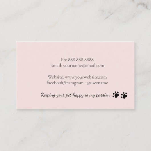 Haustier Sitzende Hunde Fußweg rosa Visitenkarte (Rückseite)