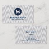 Haustier-Sorgfalt-Hundemonogramm-graue Zickzack Visitenkarte (Vorne/Hinten)
