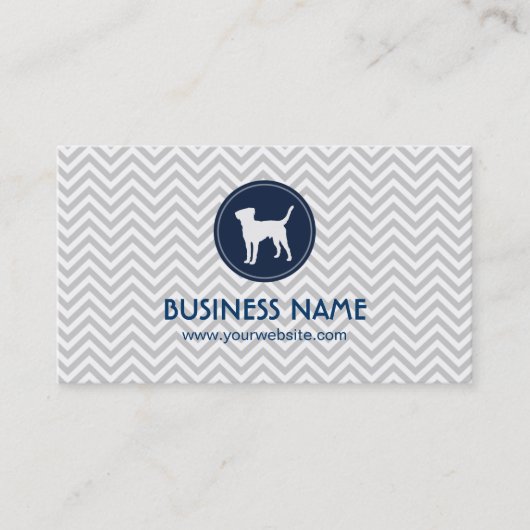 Haustier-Sorgfalt-Hundemonogramm-graue Zickzack Visitenkarte (Vorderseite)